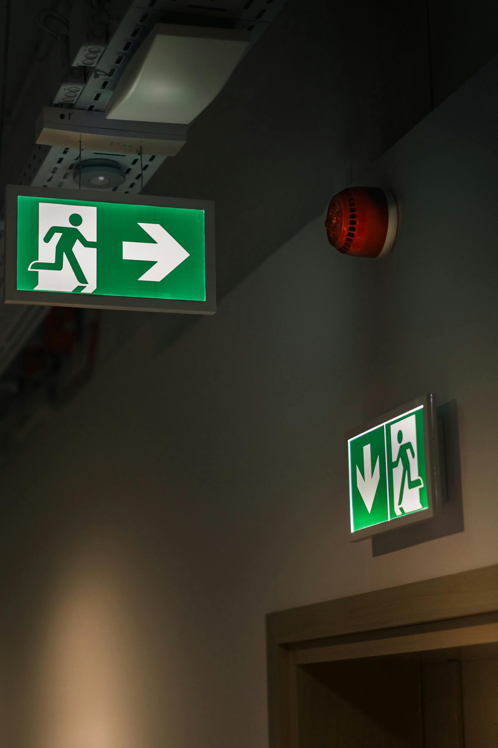 Fire safety signage in a building